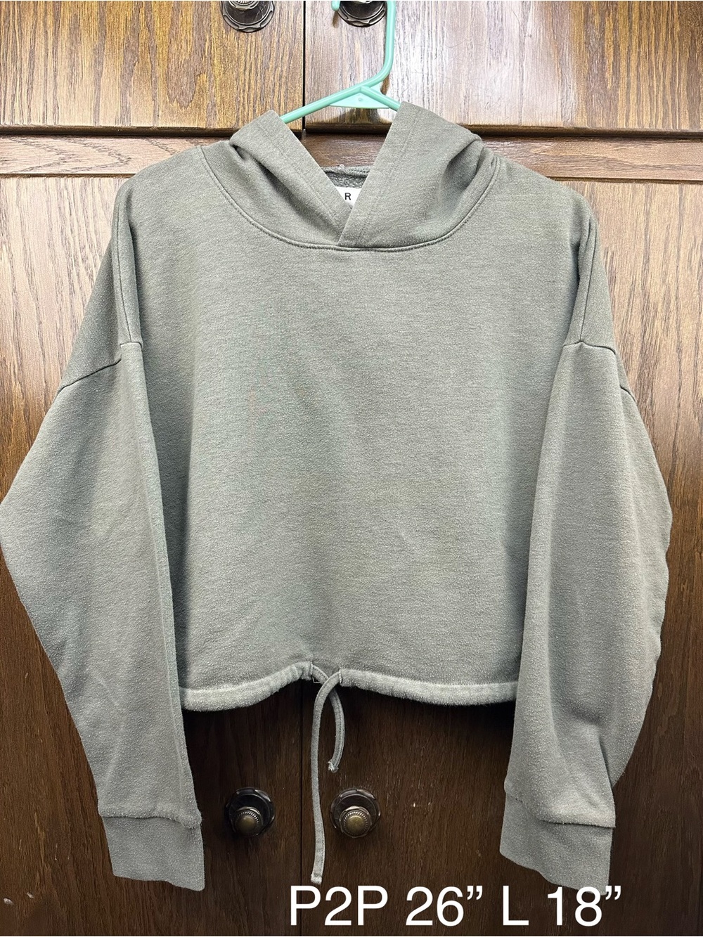 Aeropostale Olive Green Cropped Hooded Sweatshirt
